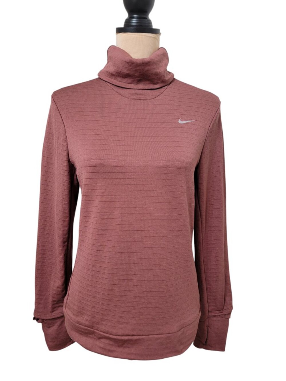 Nike Size S Rustic Brown Therma-FIT Swift Element Turtleneck Running Top